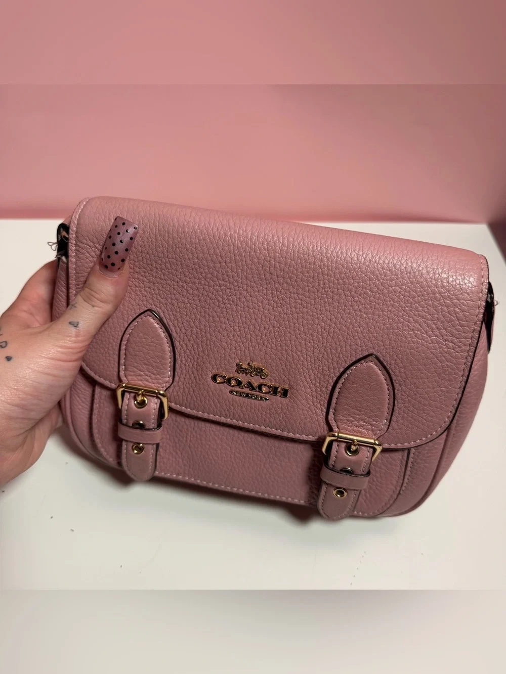 Pink Mauve Coach Lucy crossbody bag purse